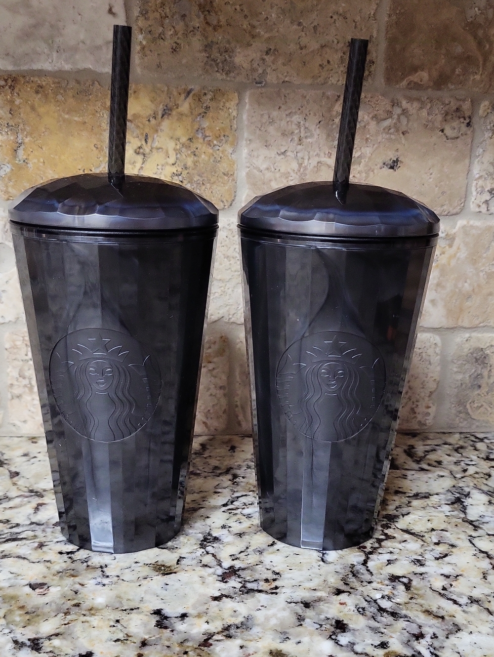 Starbucks Iridescent Black Pearl Marbled Tumbers 16 Ounce Each